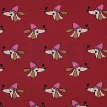 FRENCH TERRY DOGS AND HEARTS RED (thumbnail)