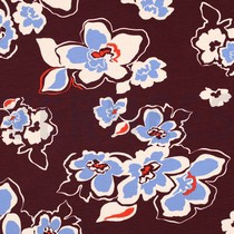 FRENCH TERRY FLOWERS BORDEAUX (thumbnail)