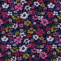FRENCH TERRY FLOWERS BLACK/ BLUE (thumbnail)