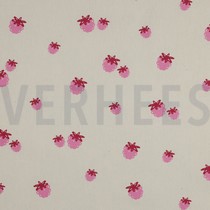 POPLIN GOTS NATURAL BERRIES NATURAL/ FUCHSIA (thumbnail)