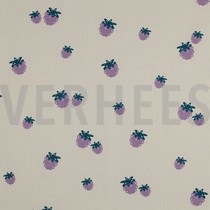 POPLIN GOTS NATURAL BERRIES NATURAL/ PETROL (thumbnail)