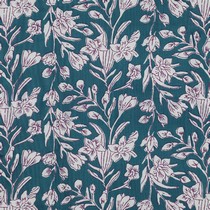HANDCRAFTED BLOCK-PRINTED COTTON FLOWERS PETROL (thumbnail)