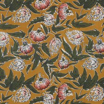 HANDCRAFTED BLOCK-PRINTED COTTON FLOWERS OCHRE (thumbnail)