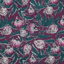 HANDCRAFTED BLOCK-PRINTED COTTON FLOWERS AUBERGINE (thumbnail)