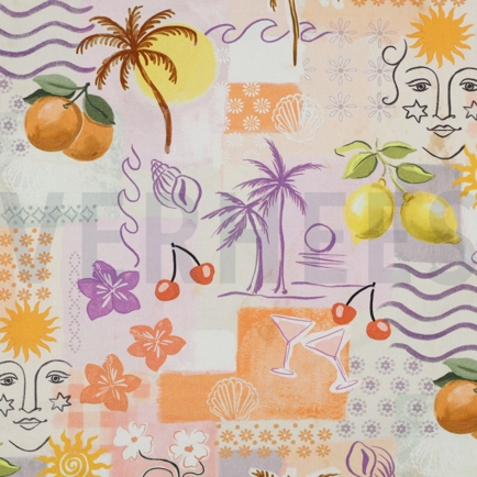 CANVAS DIGITAL TROPISCHES PATCHWORK PFIRSICH (hover)