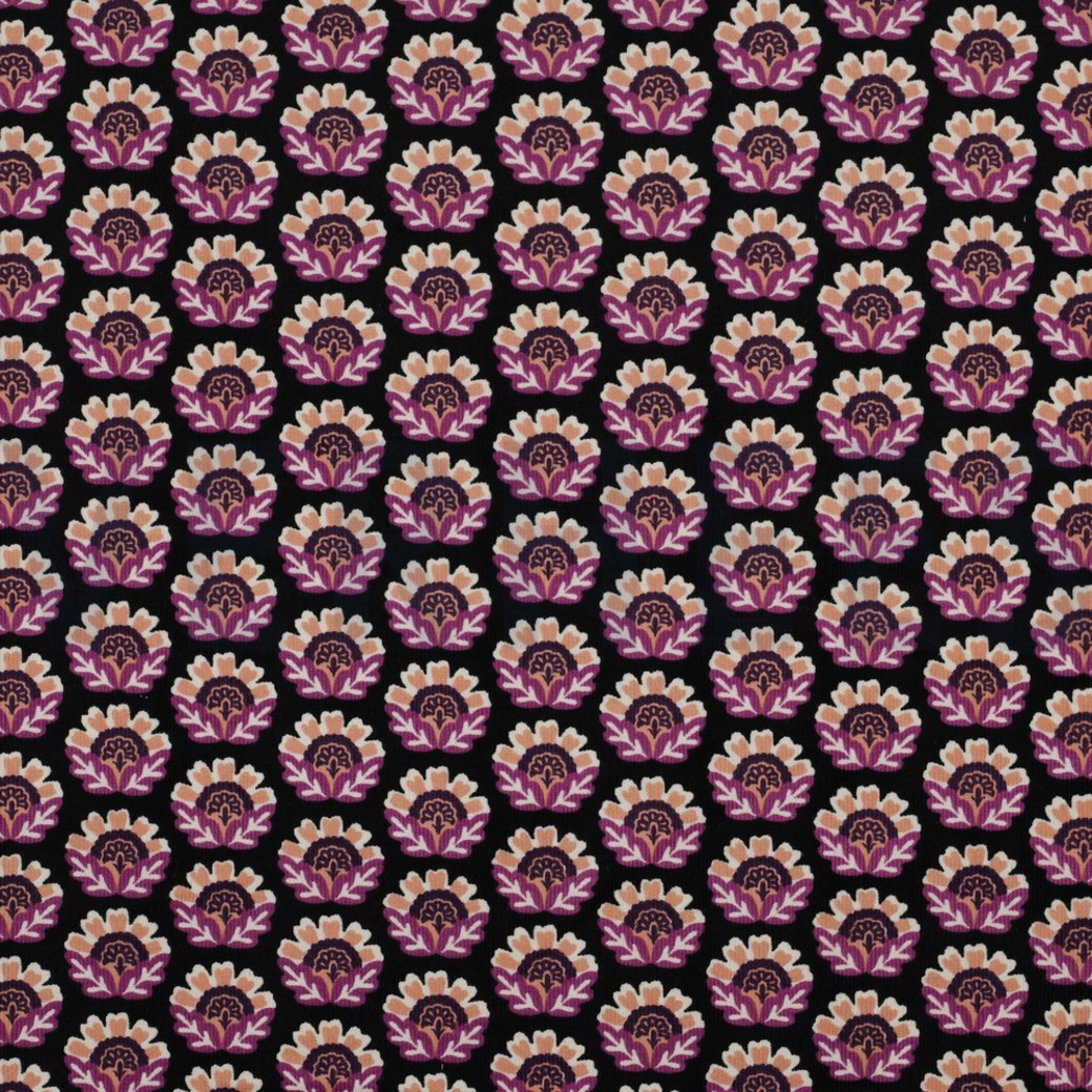 BABYCORD FLOWERS BLACK