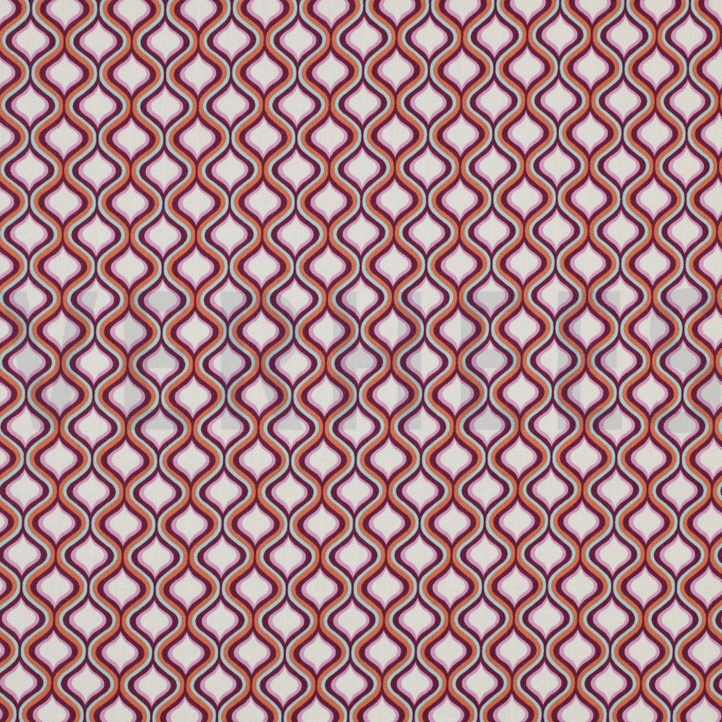 FINE POPLIN GEOMETRIC ECRU / DARK PURPLE