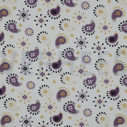 FINE POPLIN GLITTER PAISLEY WHITE (hover)