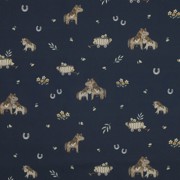 FINE POPLIN DIGITAL SWEET HORSES NAVY (thumbnail)