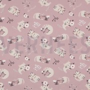 FINE POPLIN GOTS CATS MAUVE (thumbnail)