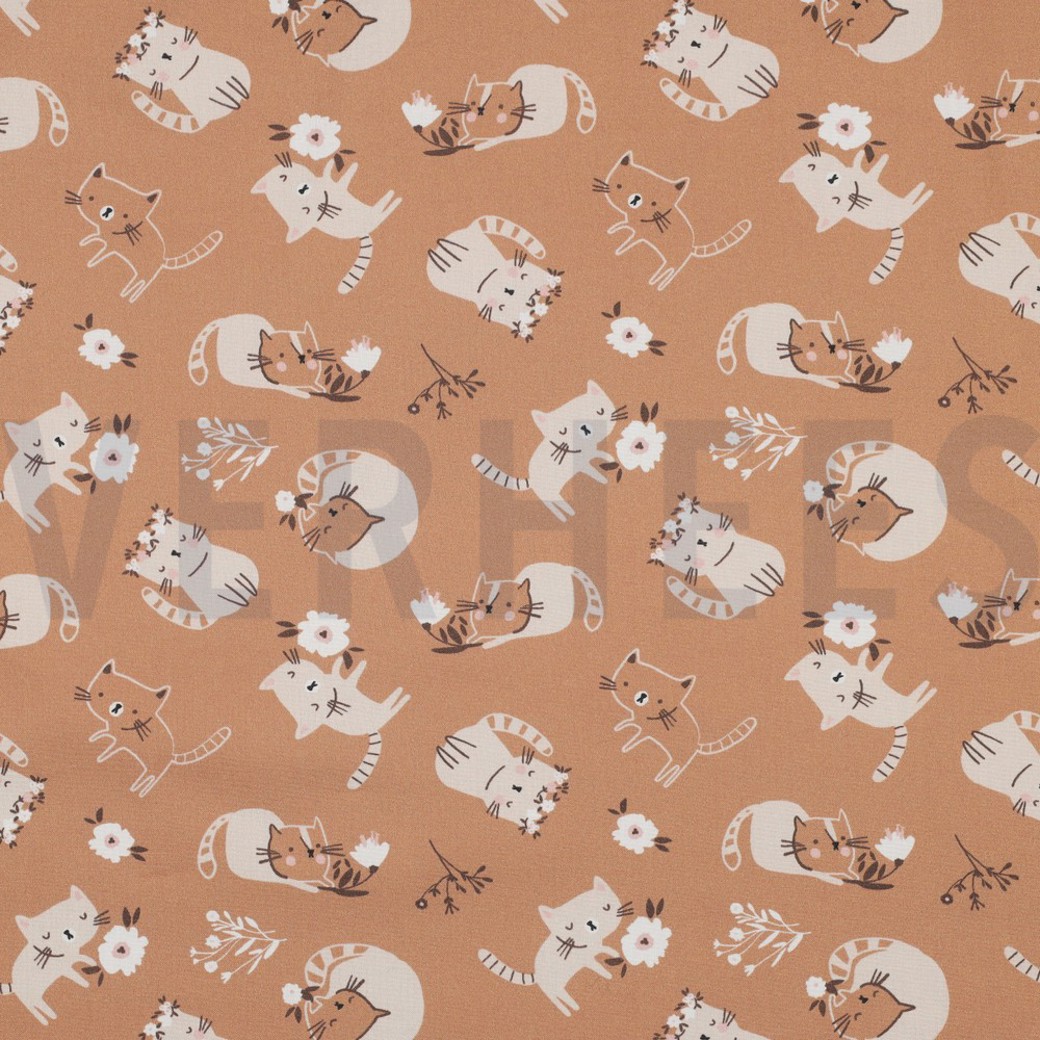 FINE POPLIN GOTS CATS PEACH