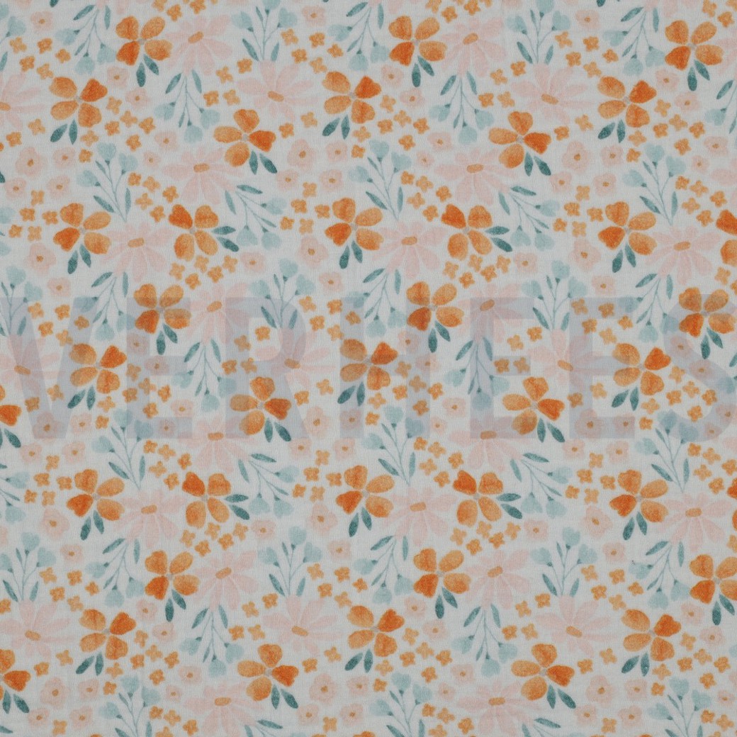 DOUBLE GAUZE DIGITAL FLOWERS WHITE