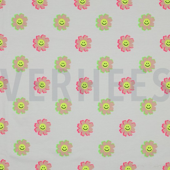 JERSEY NEON LUSTIGE BLUMEN WEISS #7