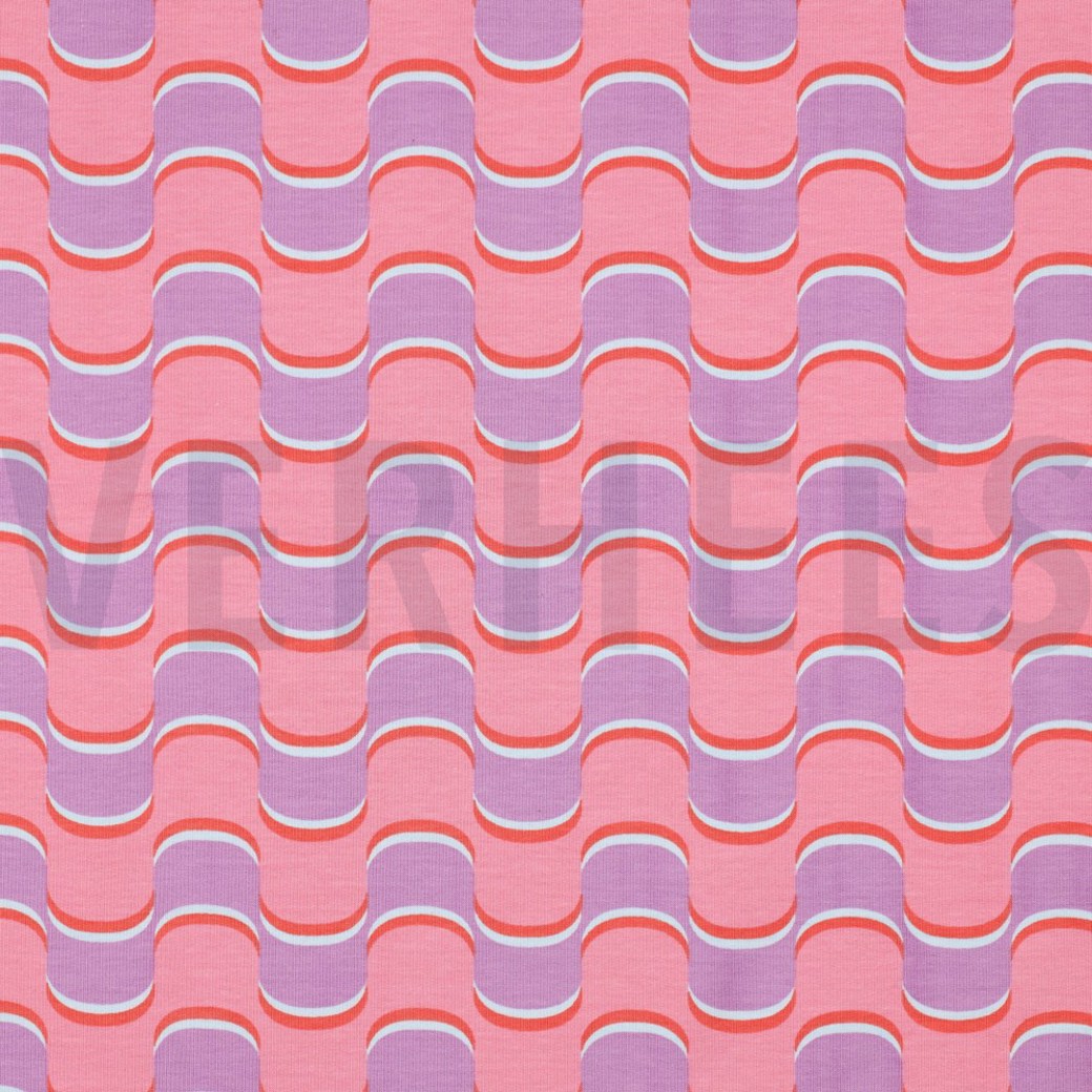 FRENCH TERRY ABSTRACT FLOWERS PURPLE