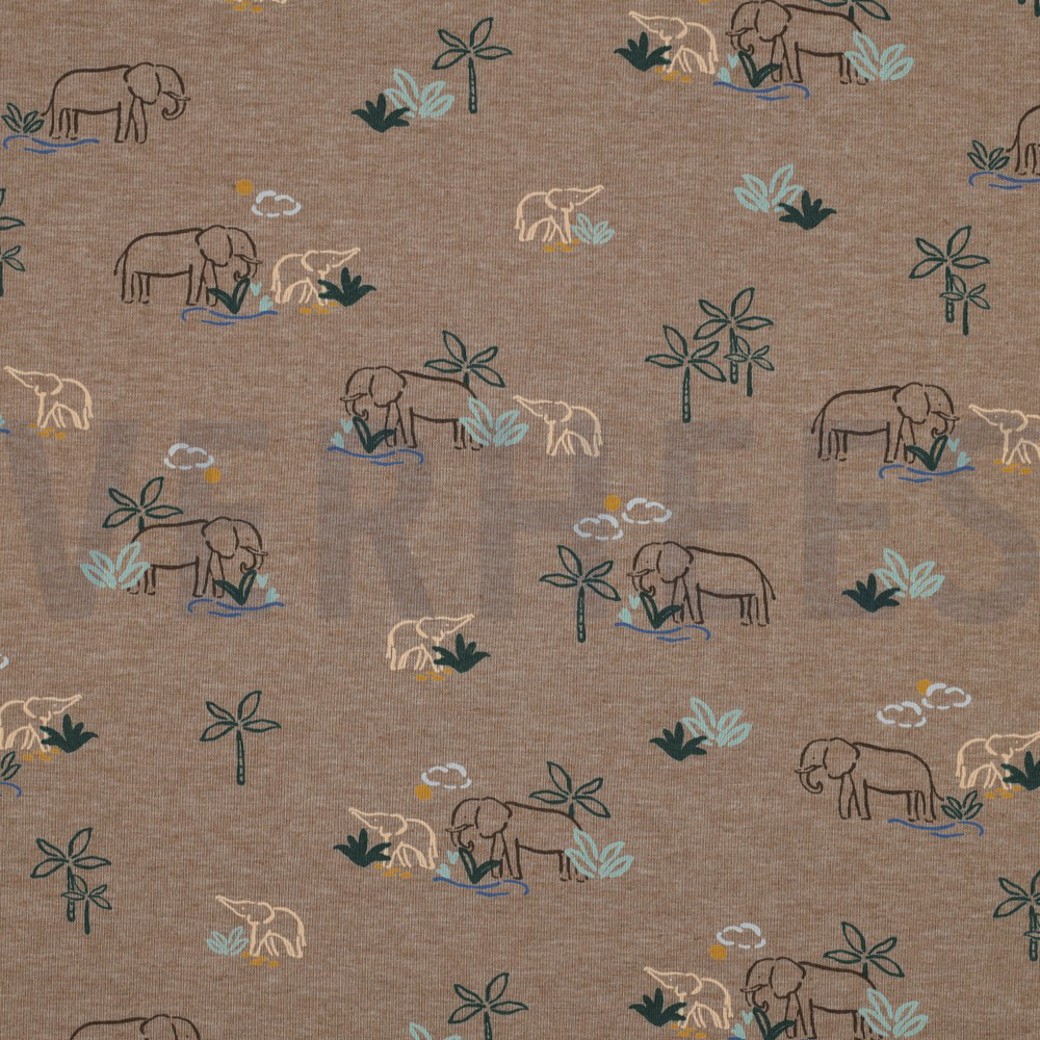 JERSEY MELANGE ELEPHANTS TAUPE MELANGE