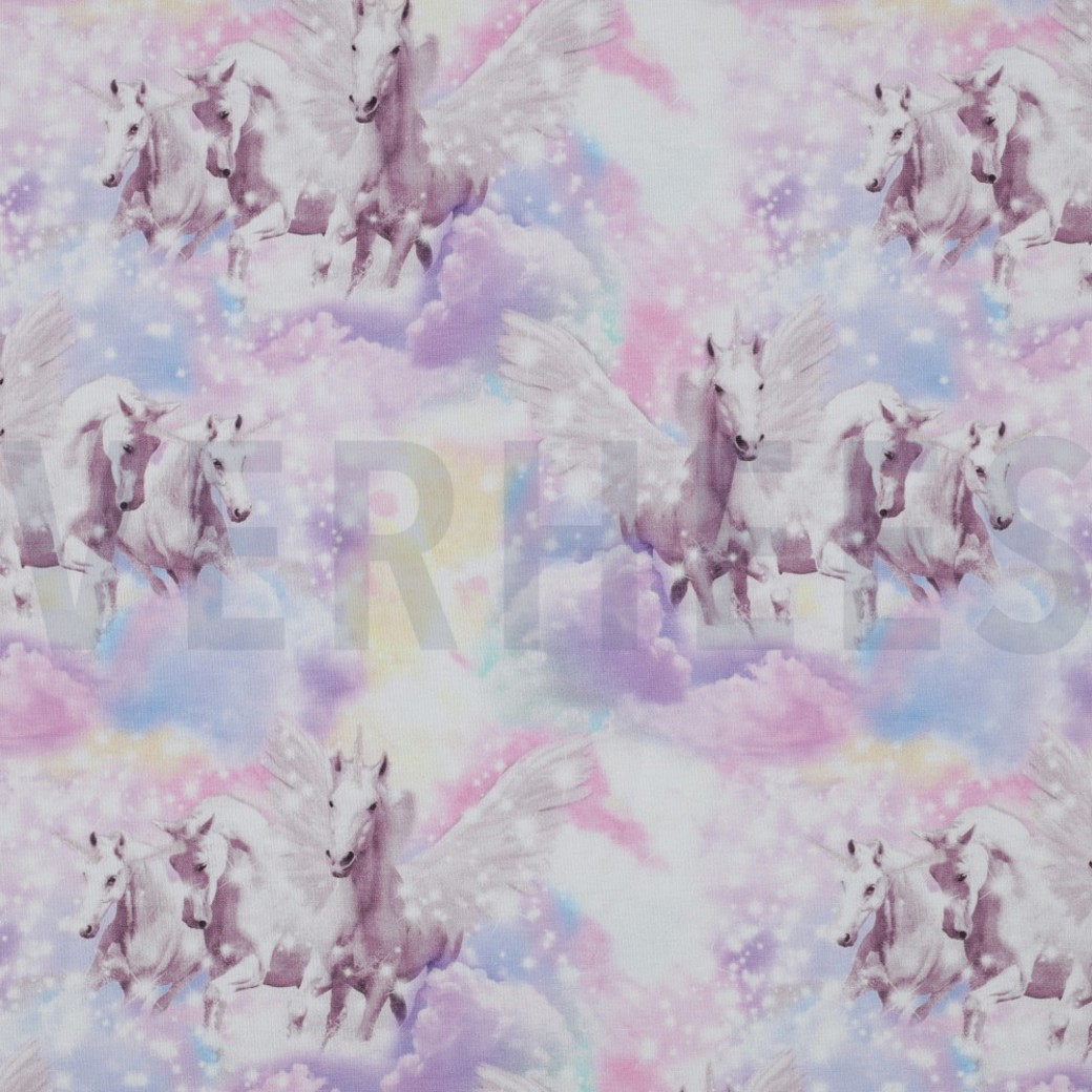 JERSEY DIGITAL UNICORNS CLOUDS LAVENDER