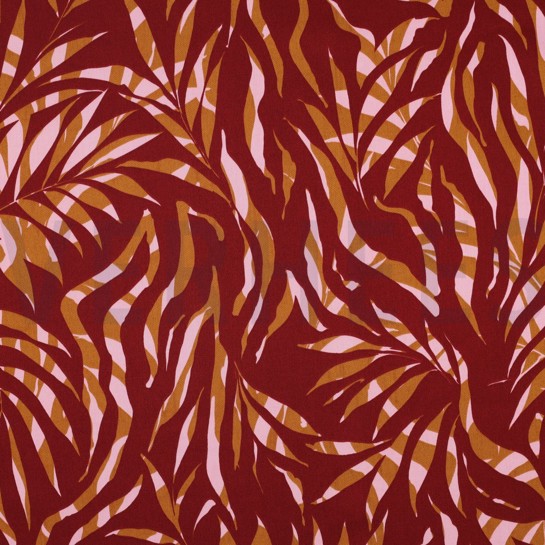 COTTON SATIN LEAVES BORDEAUX #7