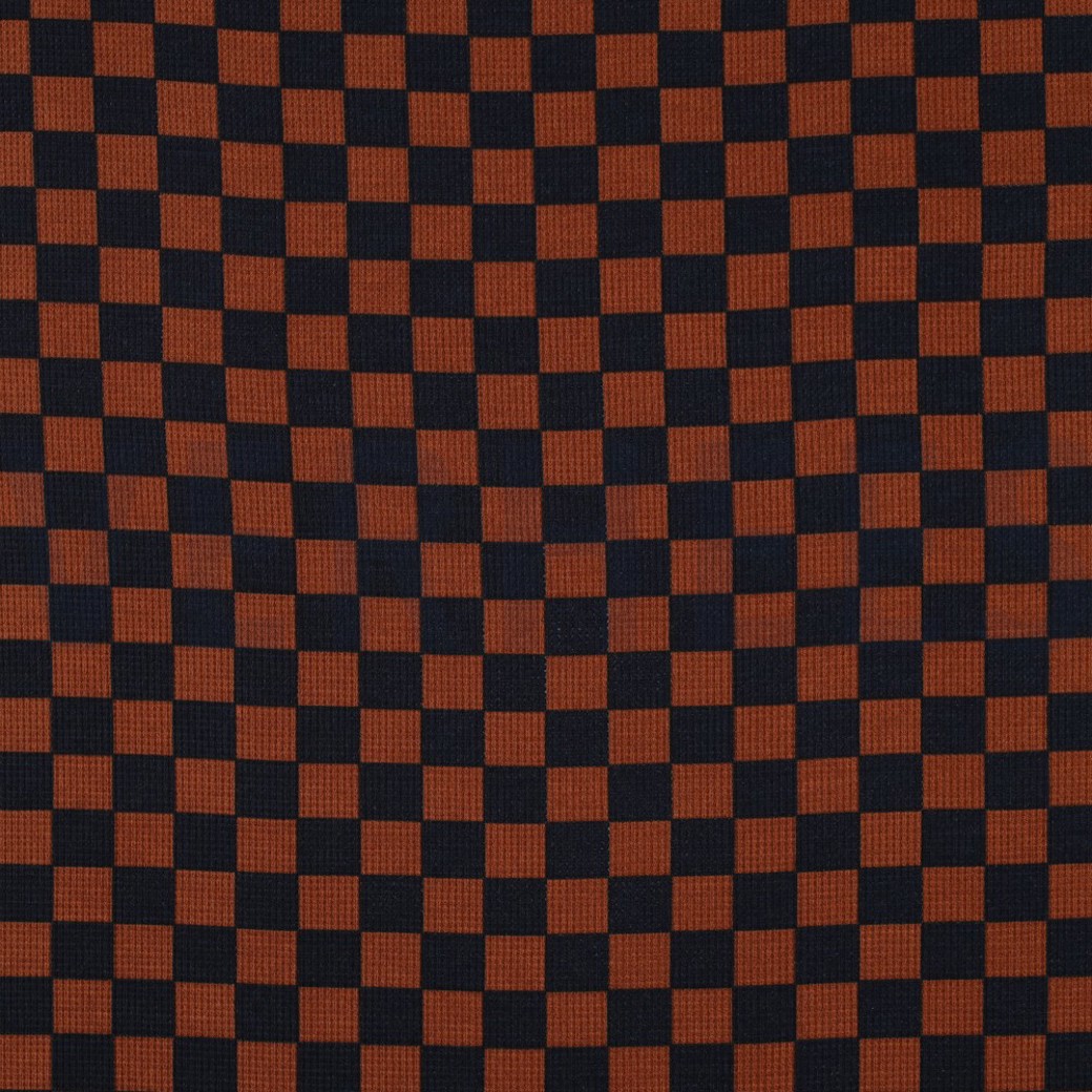 WAFFLE JERSEY CHECK BROWN