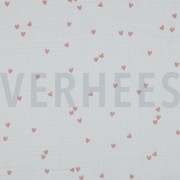DOUBLE GAUZE SMALL HEARTS WHITE (thumbnail)