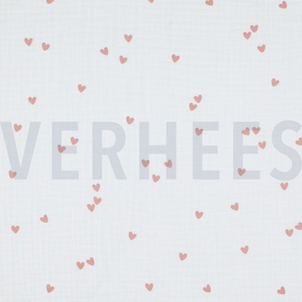 DOUBLE GAUZE SMALL HEARTS WHITE (hover)