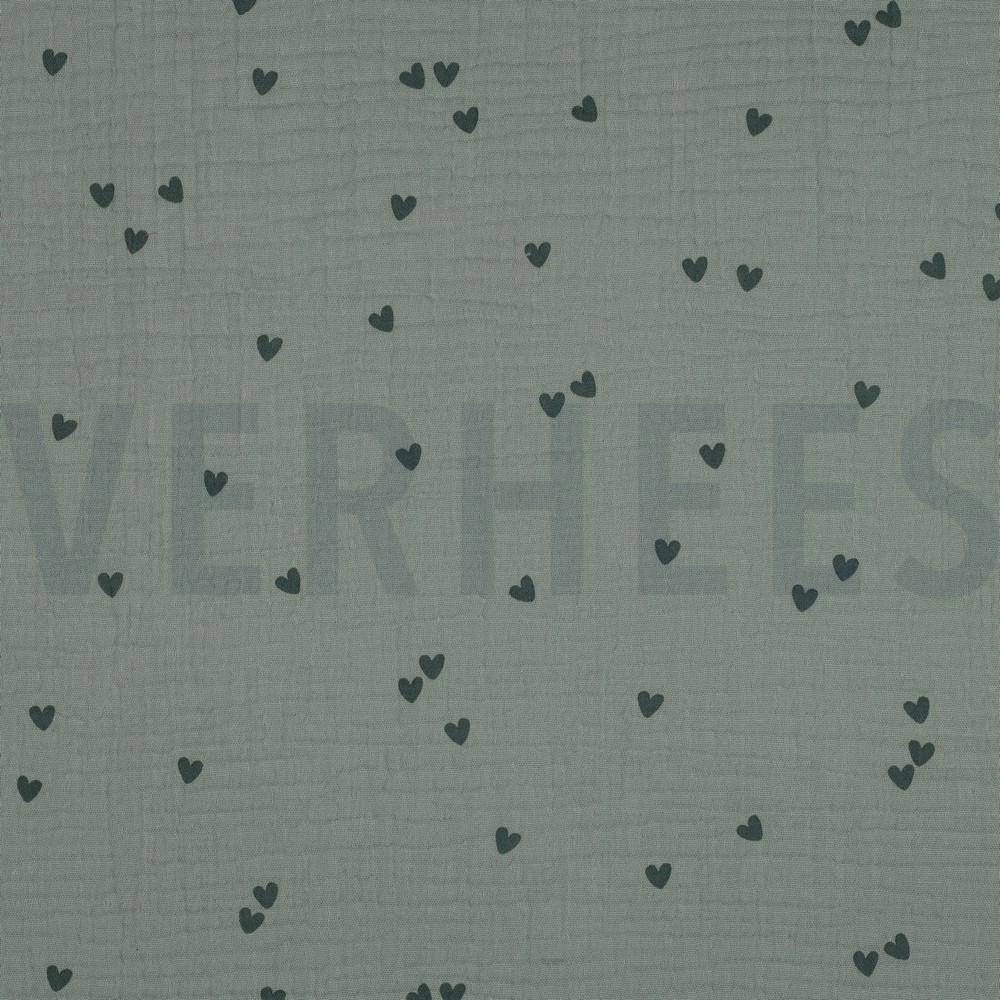 DOUBLE GAUZE SMALL HEARTS NILE