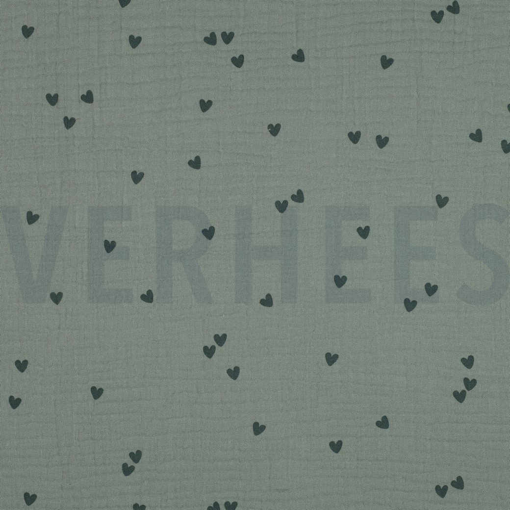 DOUBLE GAUZE SMALL HEARTS NILE