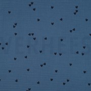 DOUBLE GAUZE SMALL HEARTS INDIGO (thumbnail)