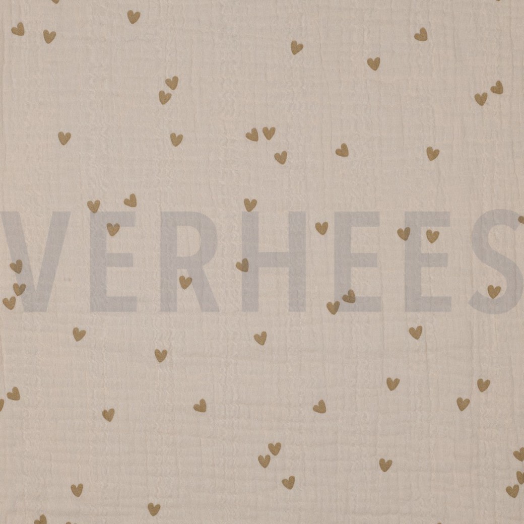 DOUBLE GAUZE SMALL HEARTS SAND