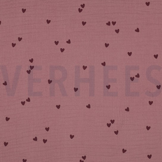 DOUBLE GAUZE SMALL HEARTS LIGHT LILAC #7