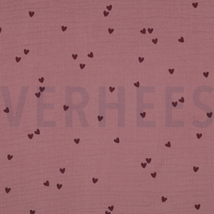 DOUBLE GAUZE SMALL HEARTS LIGHT LILAC (hover)