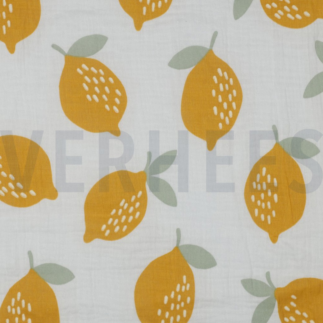 DOUBLE GAUZE LEMONS WHITE