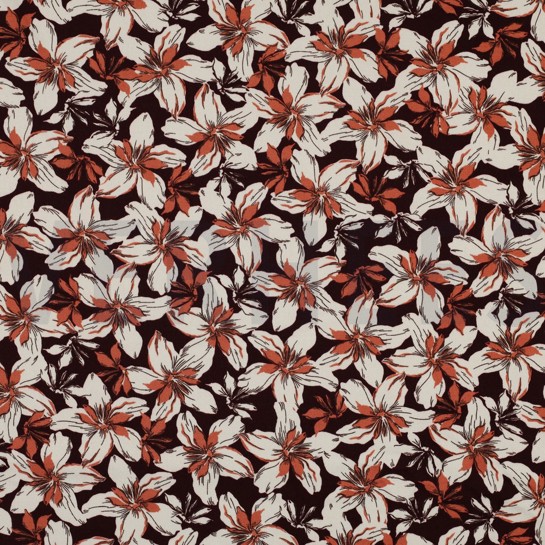 VISCOSE ROSELLA STRETCH FLEURS BORDEAUX #7