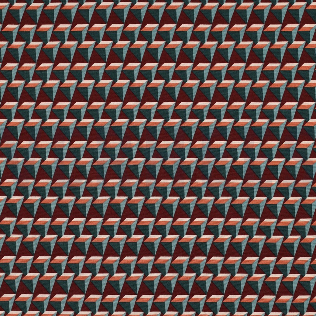 VISCOSE POPLIN STRETCH GEOMETRIC BORDEAUX