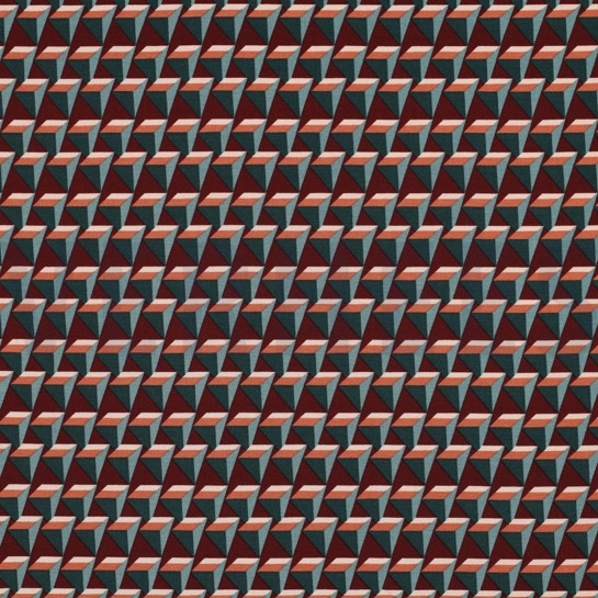 VISKOSE POPELINE STRETCH GEOMETRISCH BORDEAUXROT #7