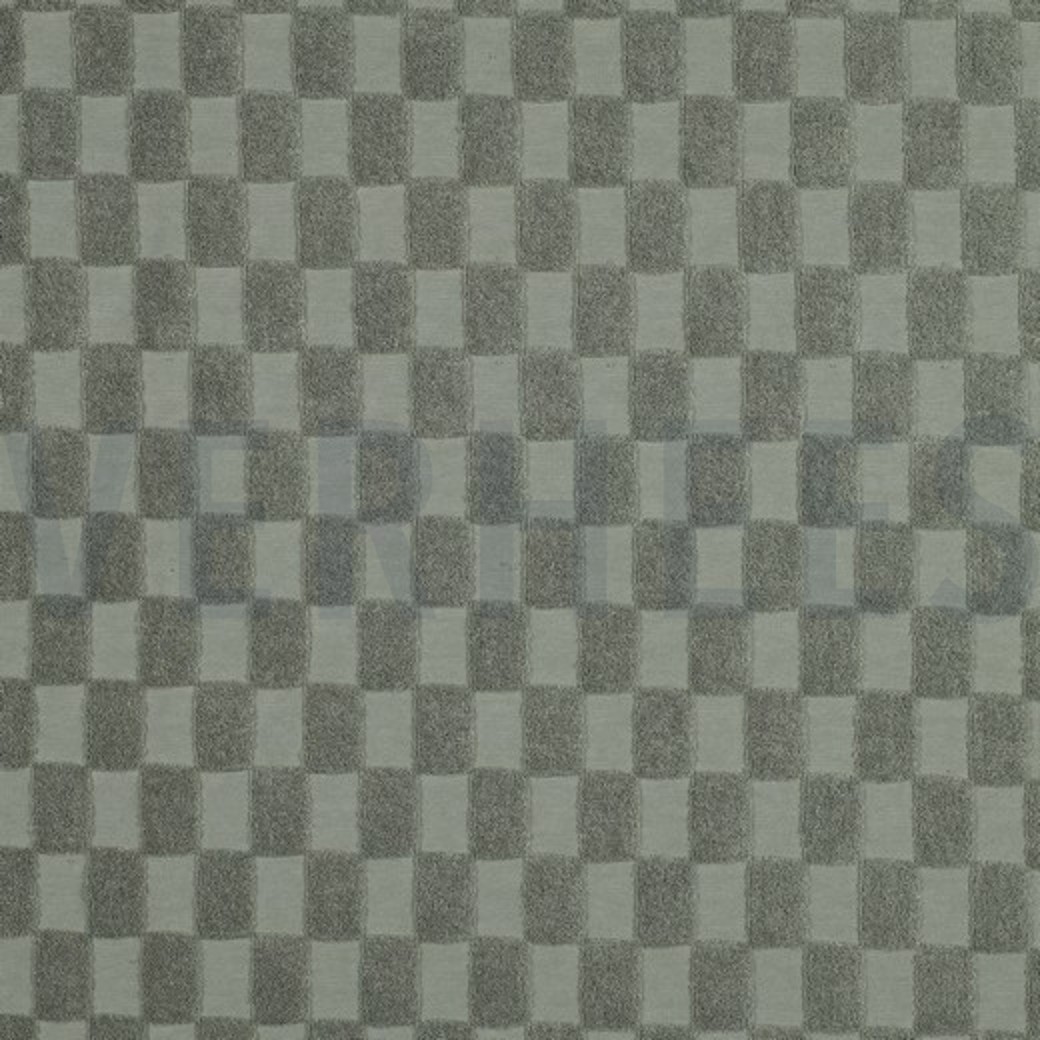 COTTON TOWELLING KNIT CHECKS GREEN