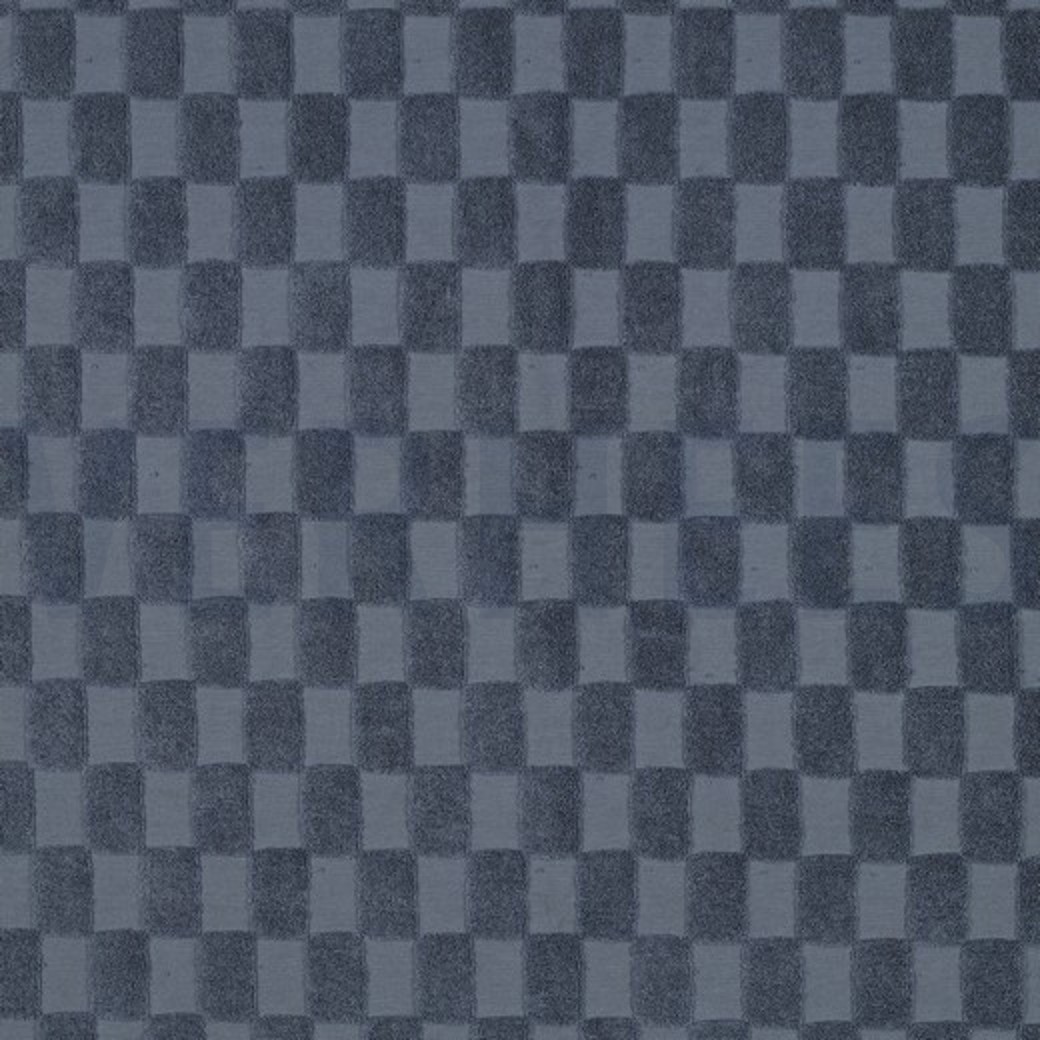 COTTON TOWELLING KNIT CHECKS BLUE