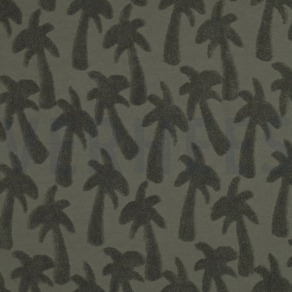 COTTON TOWELLING KNIT PALMTREES ARMY
