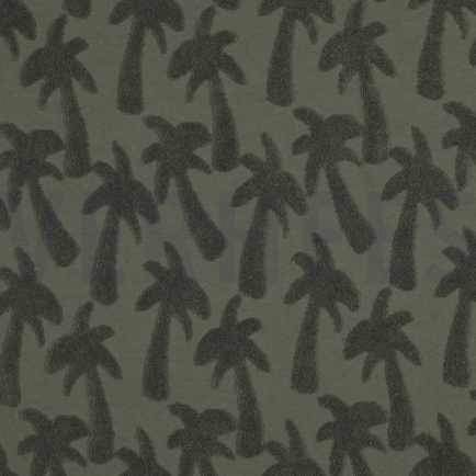 COTTON TOWELLING KNIT PALMTREES ARMY (hover)