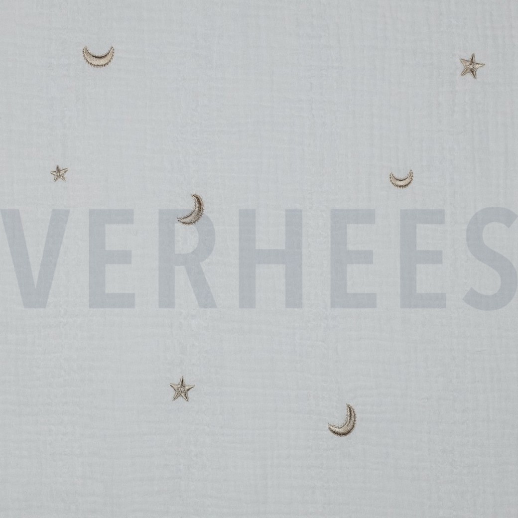 DOUBLE GAUZE EMBROIDERY STARS OFF-WHITE