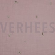 DOUBLE GAUZE EMBROIDERY STARS SOFT ROSE (thumbnail)