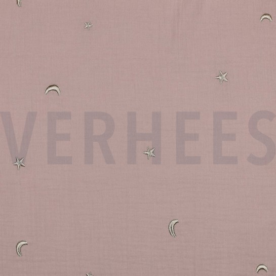 MUSSELIN STICKEREI STERNE SANFTROSA #7