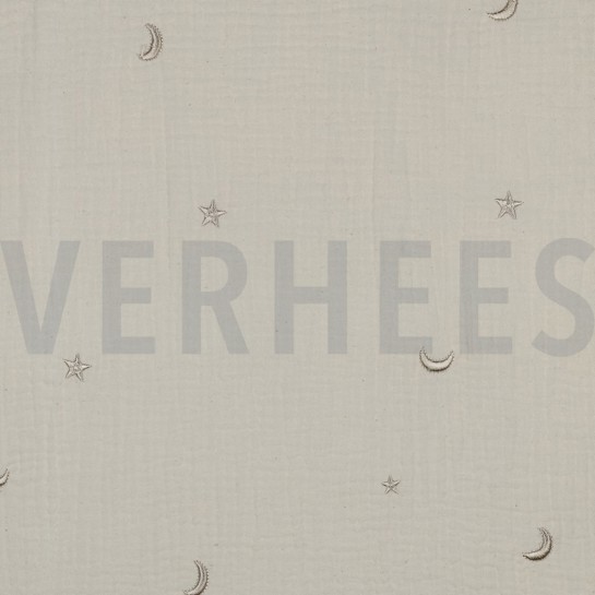 MUSSELIN STICKEREI STERNE NATUR #7