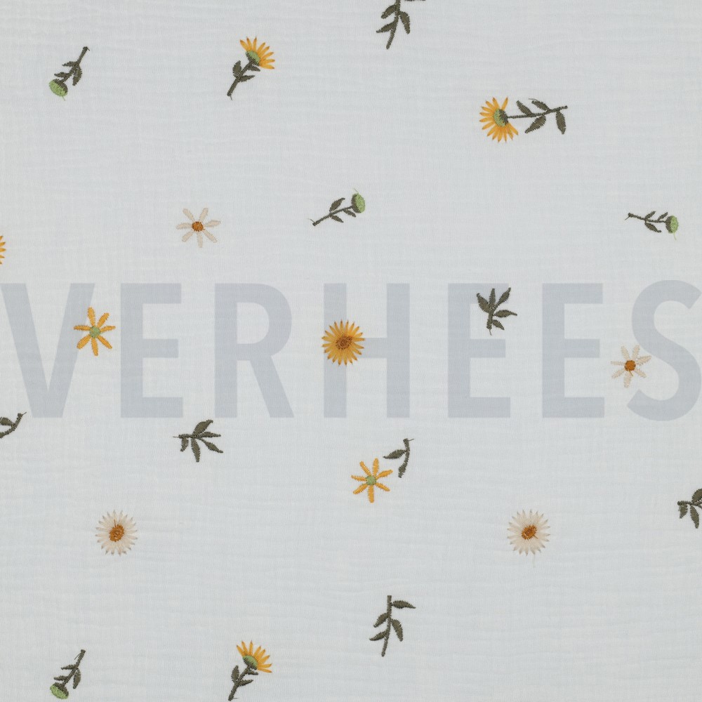 DOUBLE GAUZE EMBROIDERY SUNFLOWERS OFF-WHITE (hover)