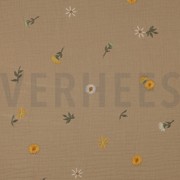 DOUBLE GAUZE EMBROIDERY SUNFLOWERS BEIGE (thumbnail)