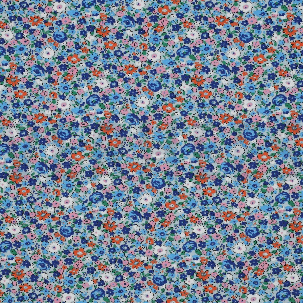 MAGNOLIA STRETCH FLOWERS ROYAL BLUE