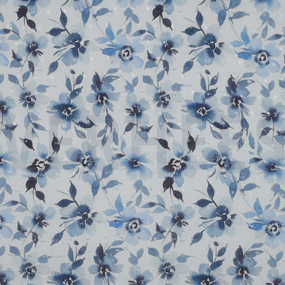 VISCOSE DOBBY DIGITAL FLOWERS BLUE (hover)