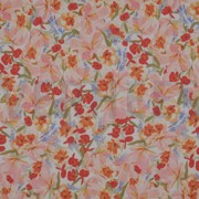 COTTON VOILE DIGITAL FLOWERS PEACH (thumbnail)