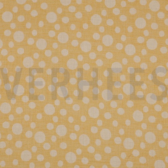 DOUBLE GAZE DE COTON JACQUARD POINTS JAUNE FONCÉ #7