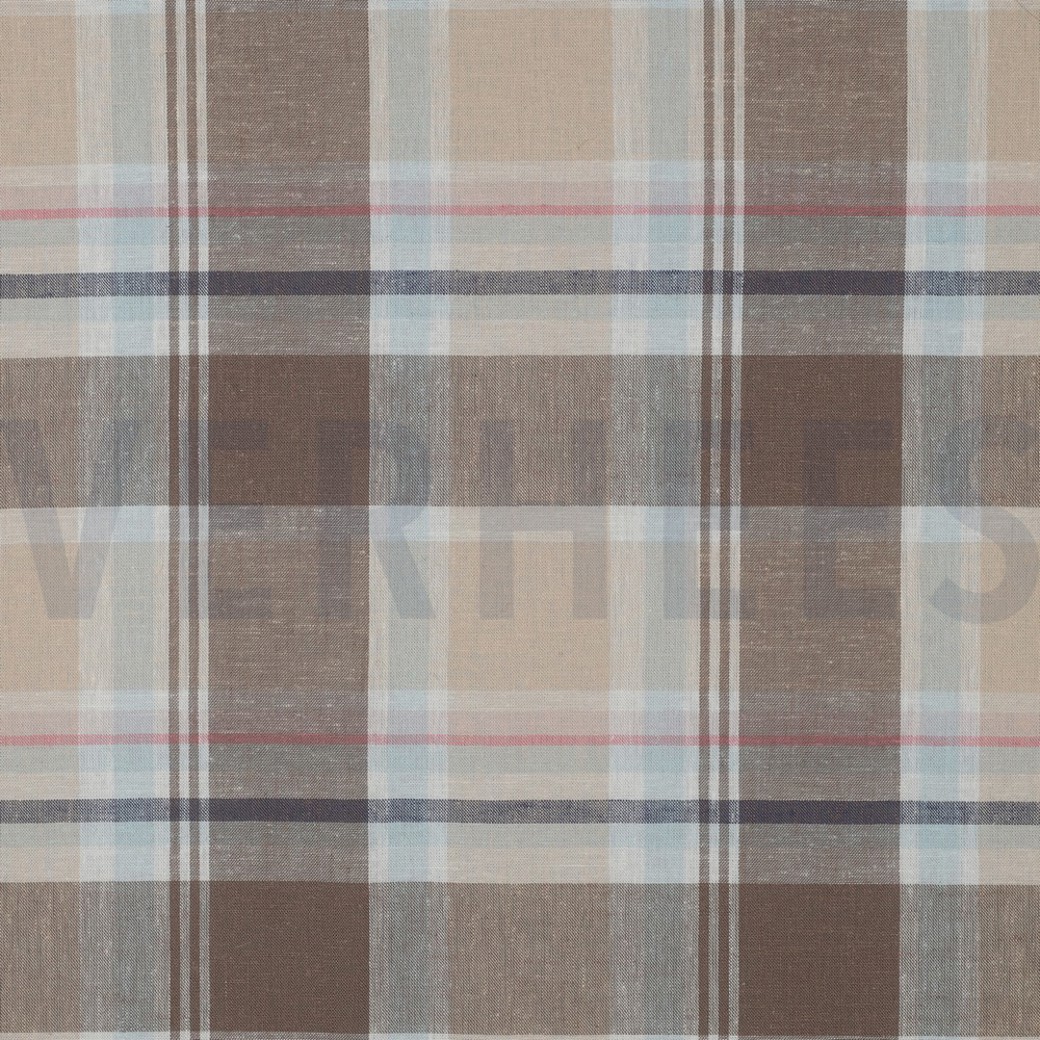 LINEN VISCOSE YARN DYED CHECKS TAUPE