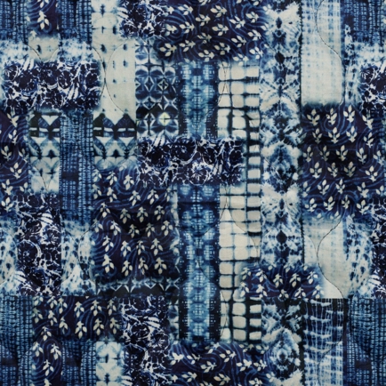 GEWATTEERD VELVET DIGITAAL PATCHWORK MARINEBLAUW (hover)